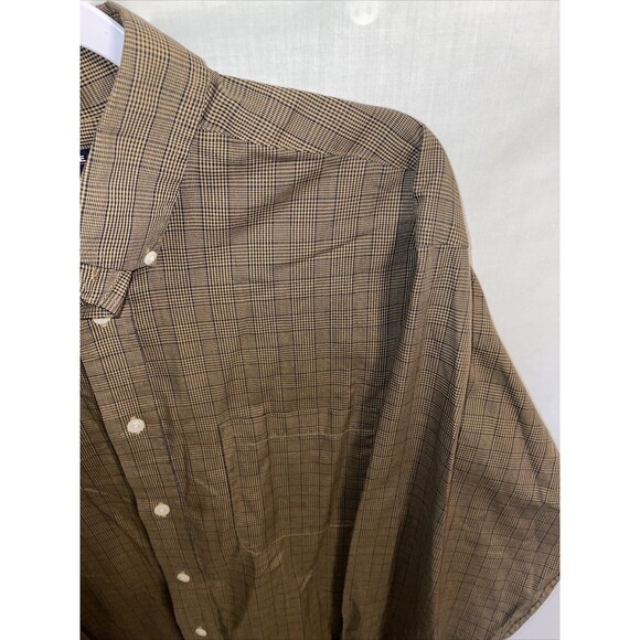 Roundtree & Yorke Dress Shirt Mens Size Large Brown Striped Long Sleeve Button - Picture 4 of 12